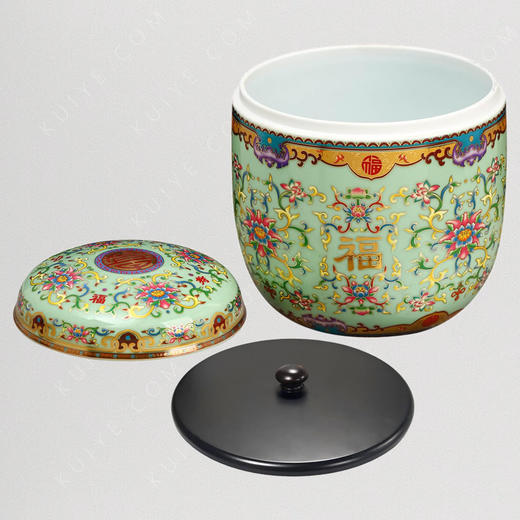 【艺德春】钢化瓷高档寿盒“福寿康宁”（青玉）景德镇瓷骨灰盒 商品图2