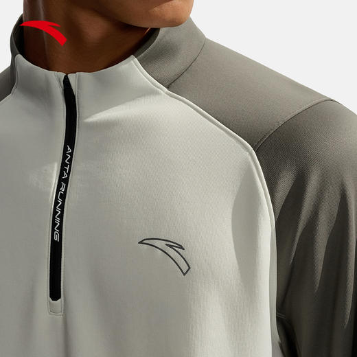 安踏半拉链运动长袖t恤男士冬季新款磨毛保暖跑步上衣152545403N 商品图2