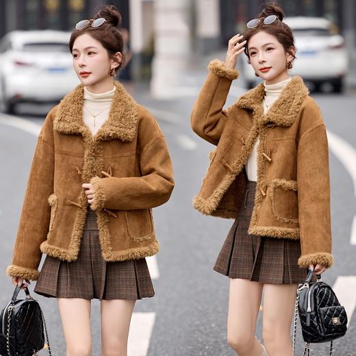皮毛一体外套小个子羊羔毛，仿鹿皮绒加厚夹克HR-8975 商品图5