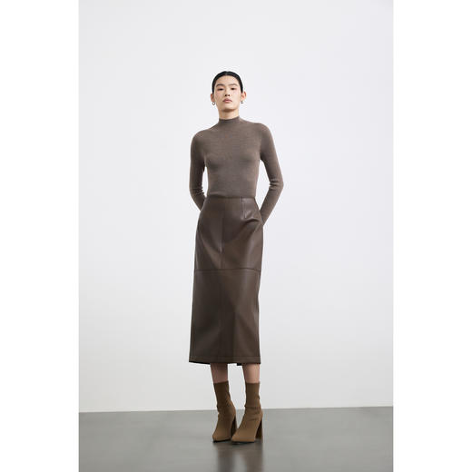 商场同款PURE TOUCH女装 25秋冬新款PU革H型半裙哑光时髦高腰长裙 商品图5