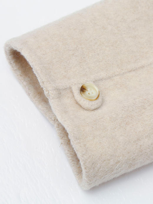 米白色翻领毛呢大衣 复古风单扣大口袋中长款外套 秋冬高级感显瘦百搭女式呢子上衣 商品图4