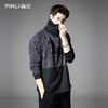 PINLI品立2025秋季新款拼料插肩袖堆堆领T恤潮牌休闲宽松男士上衣B253111105 商品缩略图2