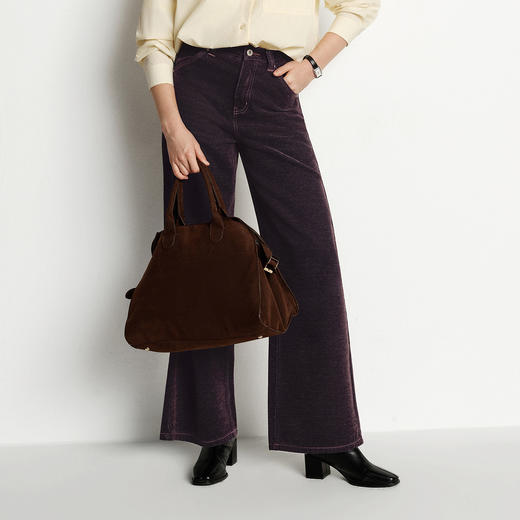 森马牛仔裤女冬美拉德植绒长裤酷飒风2025新款复古街头宽松阔腿裤 商品图2