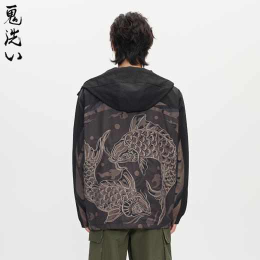 ONIARAI/鬼洗25秋冬新品泥棒蓝敦煌双鱼壁画绣花外套男 N340235 商品图1