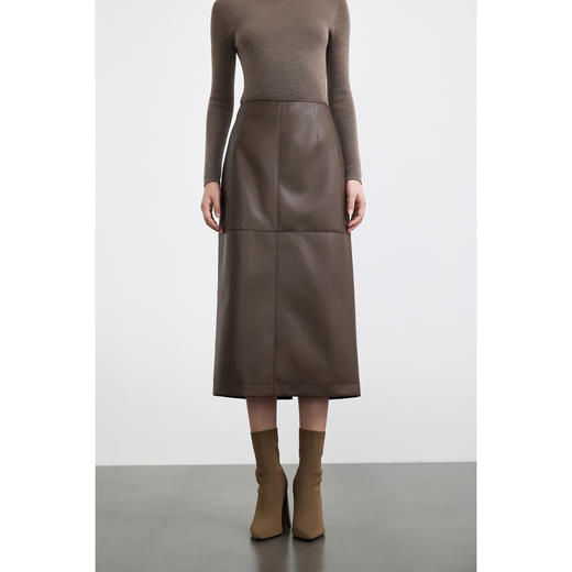 商场同款PURE TOUCH女装 25秋冬新款PU革H型半裙哑光时髦高腰长裙 商品图2