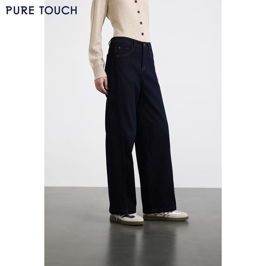 商场同款PURE TOUCH女装25秋冬新款棉混纺牛仔裤高腰直筒休闲长裤 商品图4