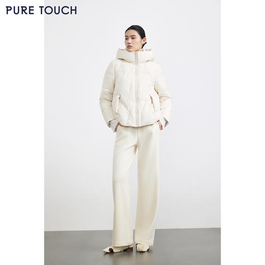 商场同款PURE TOUCH女装25秋冬连帽鹅绒服短款宽松白鹅绒羽绒服 商品图1
