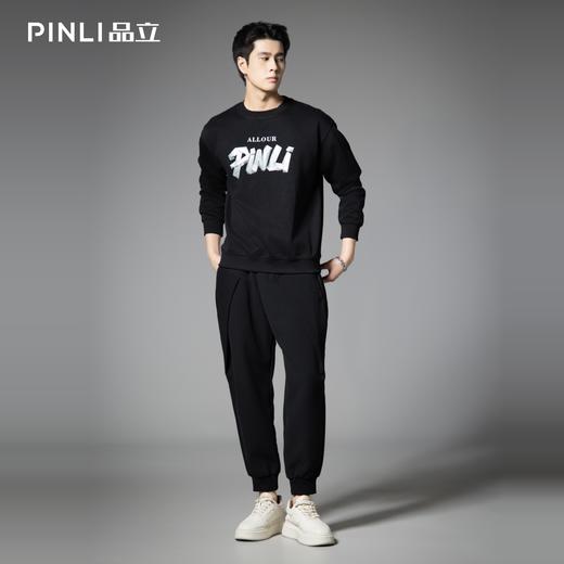PINLI品立2025秋季新款男士宽松圆领字母印花套头卫衣长袖上衣潮BG253109011 商品图1