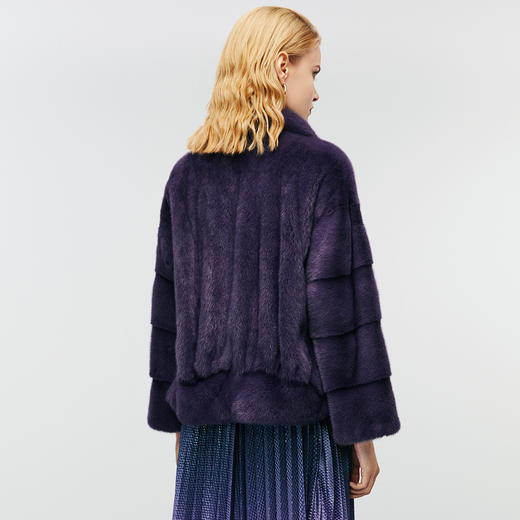 EITIE爱特爱冬季新款奢华立领直筒纯色柔软皮草外套8093715 商品图4