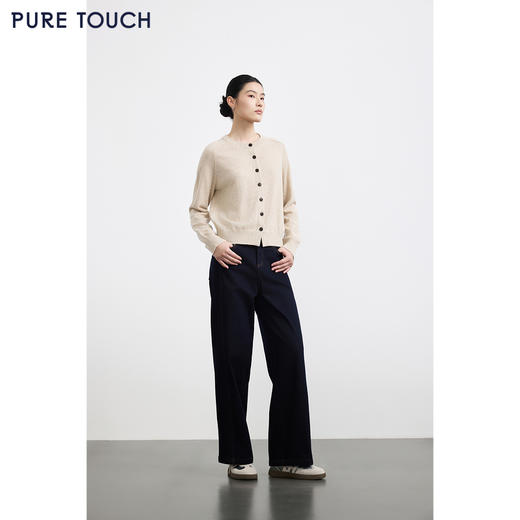 商场同款PURE TOUCH女装25秋冬新款羊绒针织开衫宽松圆领开襟毛衣 商品图3