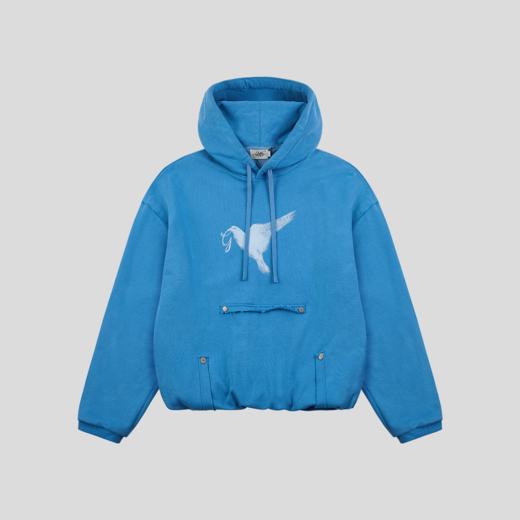 GOODBAI 916 logo白鸽印花连帽抽绳翻折下摆oversize长袖卫衣 商品图3