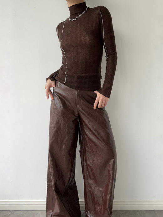 SIJIA｜AW2561 红棕色皮裤 商品图0