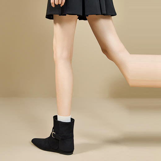 西遇内增高裤管靴女新款秋冬复古单靴美拉德堆堆靴平底短靴子V2257280 商品图2