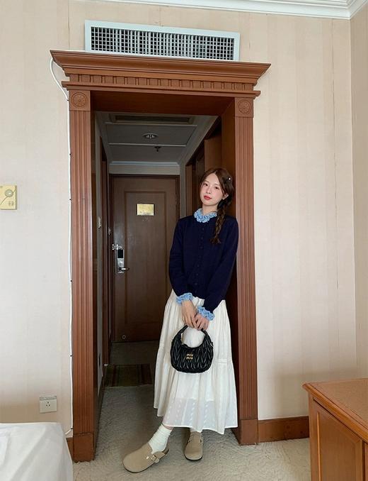 法式撞色木耳花边小立领针织开衫 商品图2