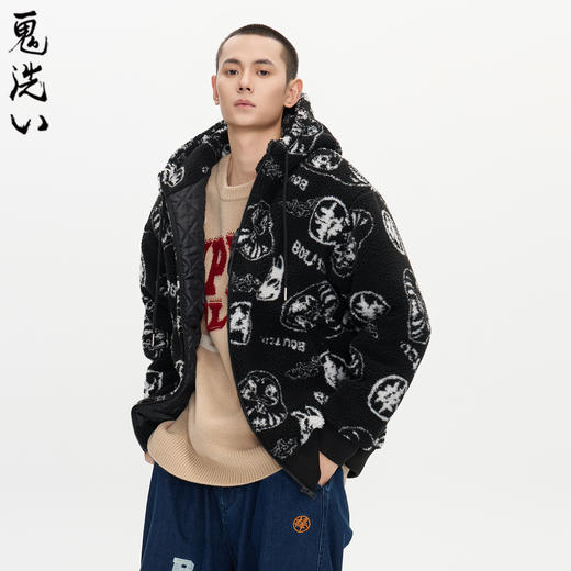 ONIARAI/鬼洗25秋冬新品棒系列达摩满提织仿羊羔绒外套男 N340229 商品图0