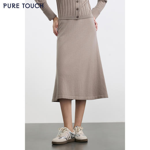商场同款PURE TOUCH女装25冬新款羊毛针织长裙A字伞裙长款过膝裙 商品图0