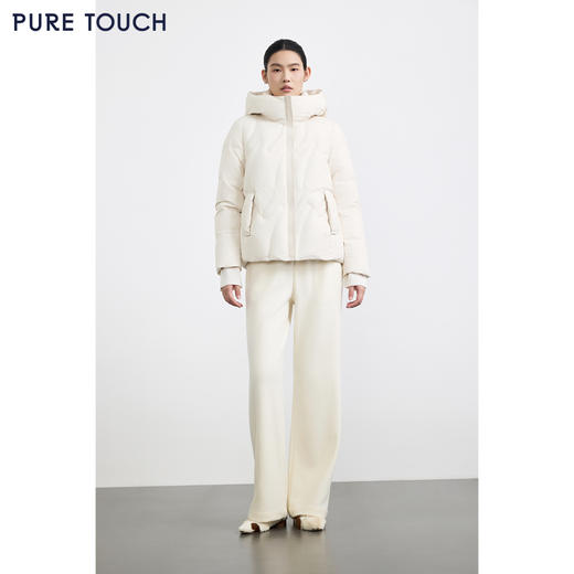 商场同款PURE TOUCH女装25秋冬连帽鹅绒服短款宽松白鹅绒羽绒服 商品图3