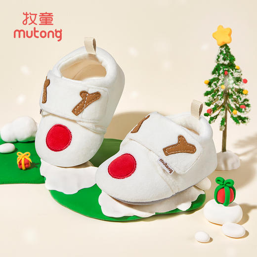 牧童圣诞红柔抱鞋冬季男女宝宝软底新年婴儿加绒保暖小孩二棉鞋子 商品图3