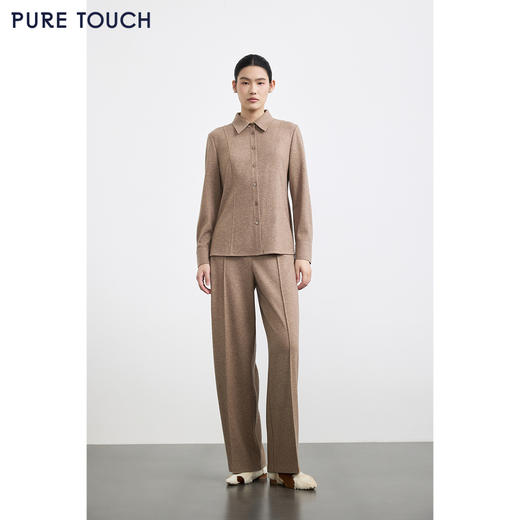 商场同款PURE TOUCH女装25秋冬新款羊毛混纺长袖衬衫厚款翻领衬衣 商品图1