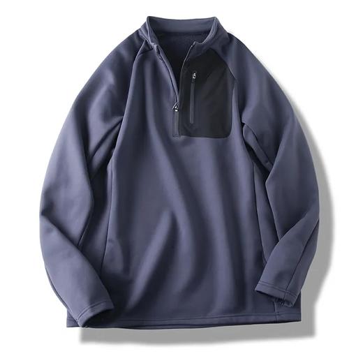 男子高弹力 加厚抓绒上衣 半拉链保暖打底 商品图1