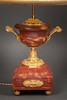 独角鹿西洋古董 19世纪末法国出品铜鎏金精雕装饰大理石古典双耳瓶造型台灯一对 商品缩略图3