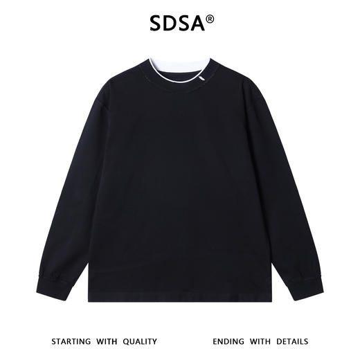 87805SDSA秋冬新款痞帅男装简约拼接撞色假两件长袖T恤休闲百搭上衣 商品图0