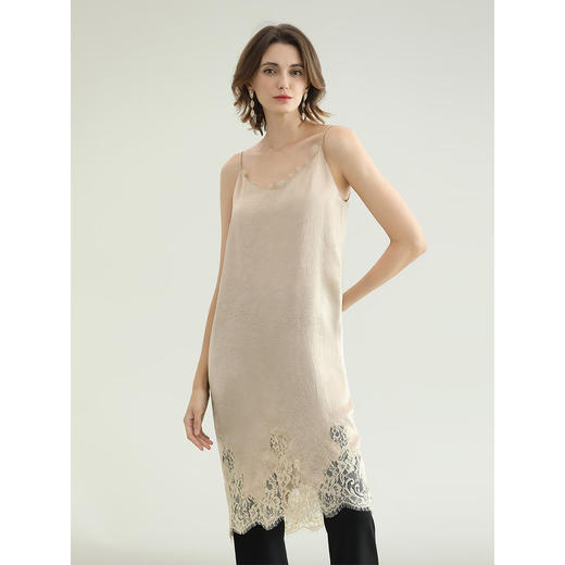 COCOBELLA[100%醋酸]蕾丝拼接肌理感连衣裙女吊带裙FR0081-2 商品图3