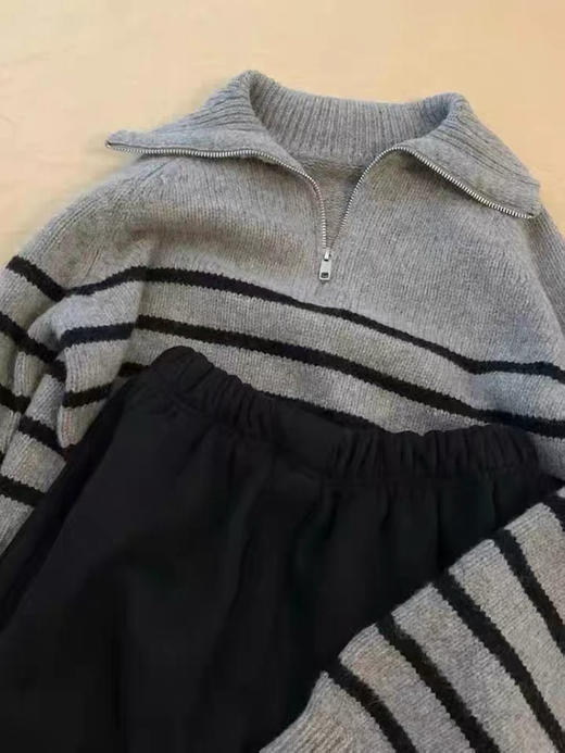 立领灰色毛衣 商品图0