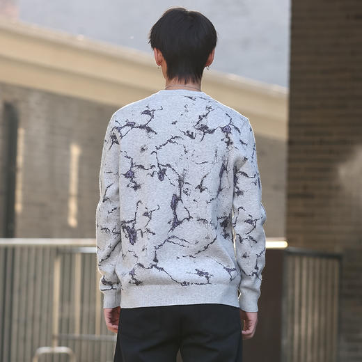 DRONKOO 2025 圆领满幅撞色岩石纹提花中厚毛衣 商品图4
