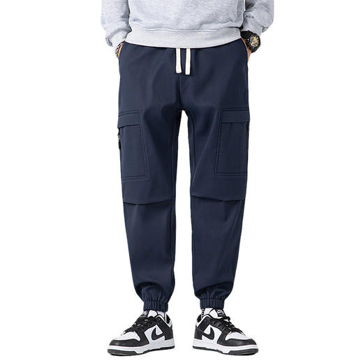 【加绒保暖】罗蒙男士冬季加绒休闲裤工装版型束脚设计腰部抽绳侧边大口袋时尚百搭长裤子 商品图9