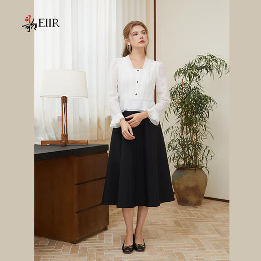 司歌假两件长袖黑白拼连衣裙A921239X 商品图2