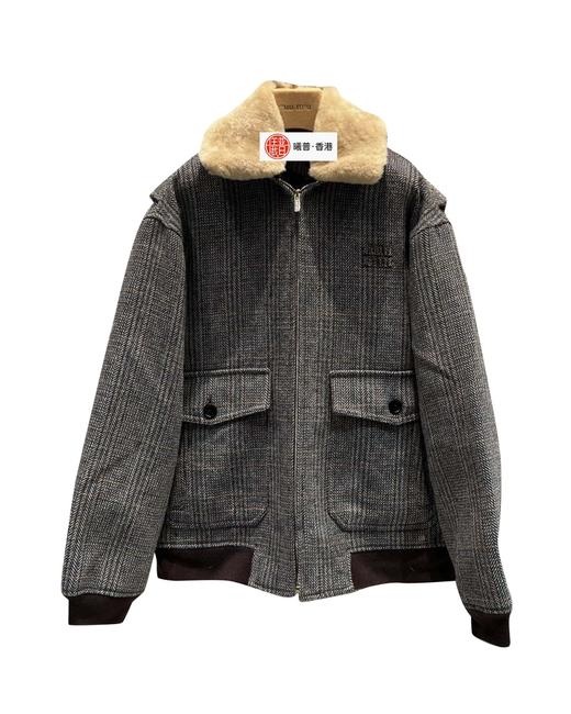 女款可拆卸毛领格纹夹克外套hu017 商品图0