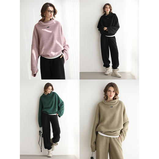 COCOBELLA休闲宽松高领卫衣女毛衣秋冬保暖慵懒针织衫MZ3306 商品图2