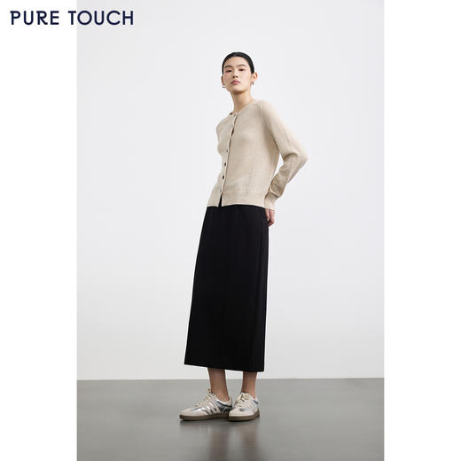 商场同款PURE TOUCH女装25秋冬新款高腰直筒半裙H型黑色过膝长裙 商品图3