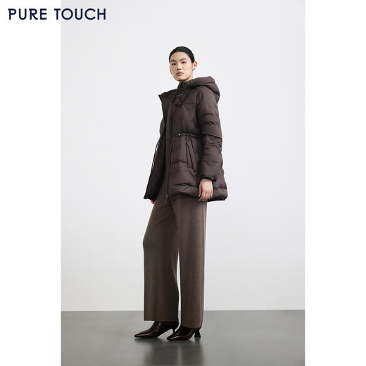 商场同款PURE TOUCH女装25秋冬新款白鹅绒羽绒服中长款连帽鹅绒服 商品图1