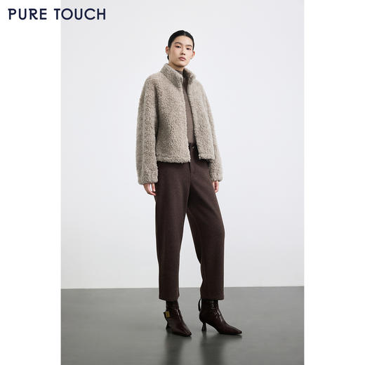 商场同款PURE TOUCH女装25冬新款立领羊剪绒短外套宽松羊毛外套 商品图1