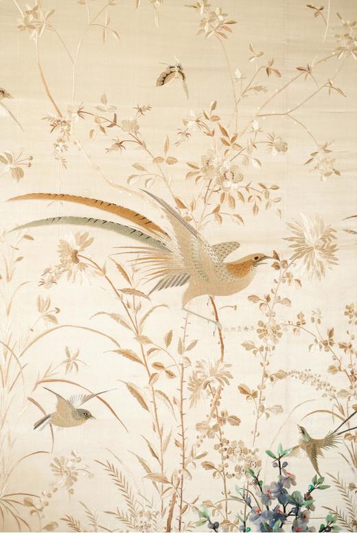 【已售】独角鹿西洋古董 20世纪中国出品传统东方花鸟主题粤绣挂屏 年代：20世纪 商品图1