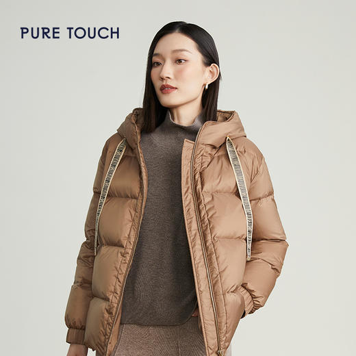pure touch女士短款羽绒服驼咖色时尚保暖防风通勤外套23秋冬新款 商品图2