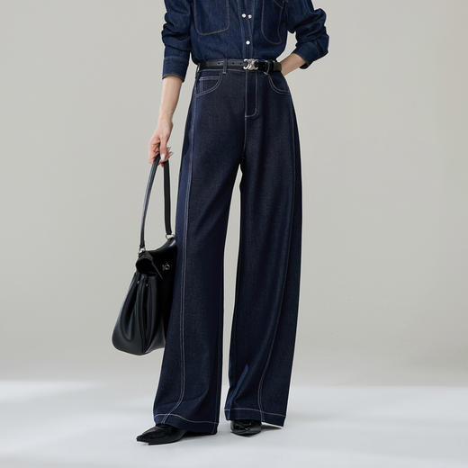 【仿牛仔-修容-阔腿裤】逸阳秋新品高腰消胯高个子休闲阔腿裤8108V 商品图10