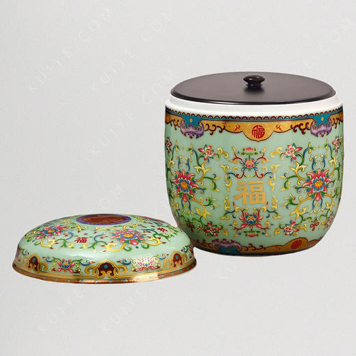 【艺德春】钢化瓷高档寿盒“福寿康宁”（青玉）景德镇瓷骨灰盒 商品图1