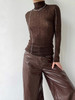 DONSEE10｜DS10AW2522-D 咖色 肌理线迹高领上衣 商品缩略图4