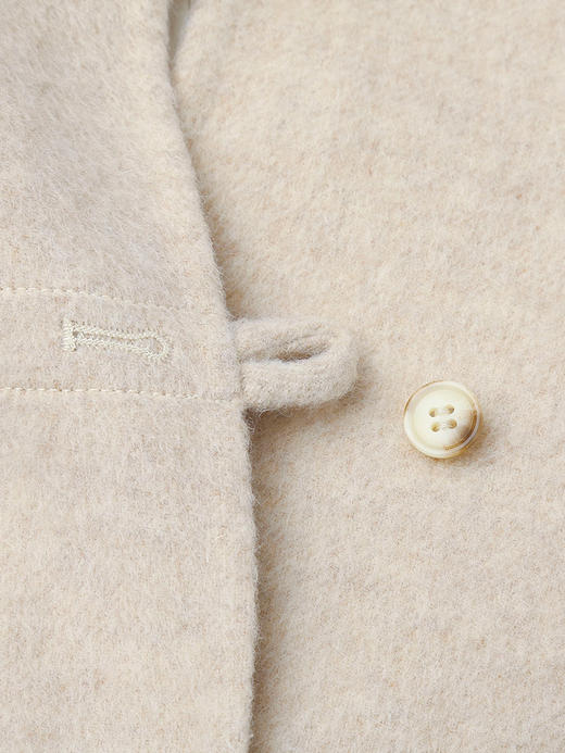 米白色翻领毛呢大衣 复古风单扣大口袋中长款外套 秋冬高级感显瘦百搭女式呢子上衣 商品图3