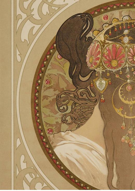 独角鹿西洋古董 1897年法国出品捷克国宝级画家穆夏签名创作版画作品《拜占庭女神》一对 商品图5