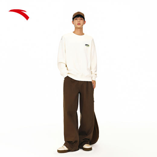 安踏美式复古卫衣男女同款冬季加绒圆领套头衫休闲上衣172448704N 商品图3