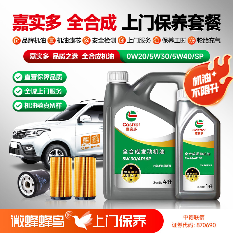 嘉实多品质专享全合成机油+机滤+检测+工时费+上门服务费【全合成机油保养套餐】