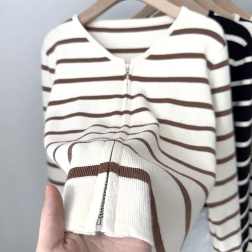 秋冬【新款条纹开衫】长袖针织上衣 修身显瘦百搭气质时尚毛衣 商品图5