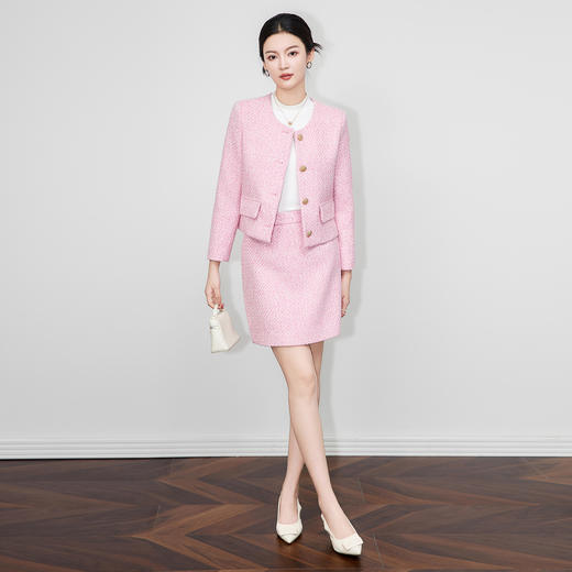 「高货wl」全新升级【铂金会员413/天猫559/差价146】(99922)洛诗琳2025秋冬法式粗花呢小香风外套上衣半身裙两件套 商品图1