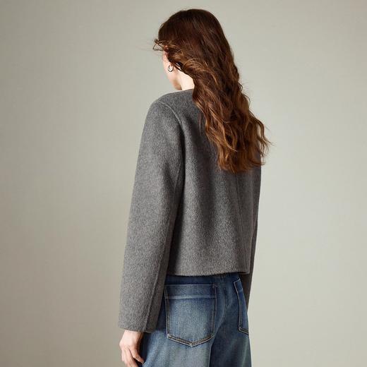 初语双面呢外套女新款圆领短款羊毛开衫复古小香风上衣 商品图2