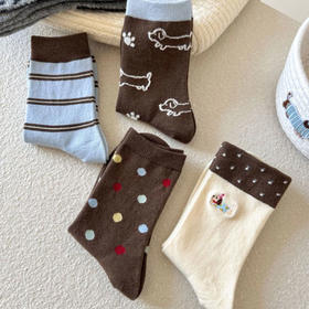 可露丽学院风暖绒中筒条纹波点袜-纪念日百货门店同款167943553