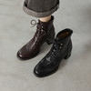 【预售5天】真皮方头粗跟马丁靴，英伦风复古百搭高跟系带短靴HB&1408 商品缩略图3